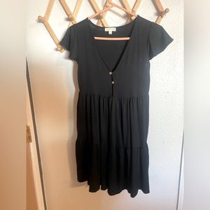 L womens casual black summer dress